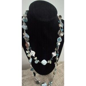 Lia Sophia Ocean Air Necklace  Genuine Abalone & Mother of Pearl 44" With 4" Ext